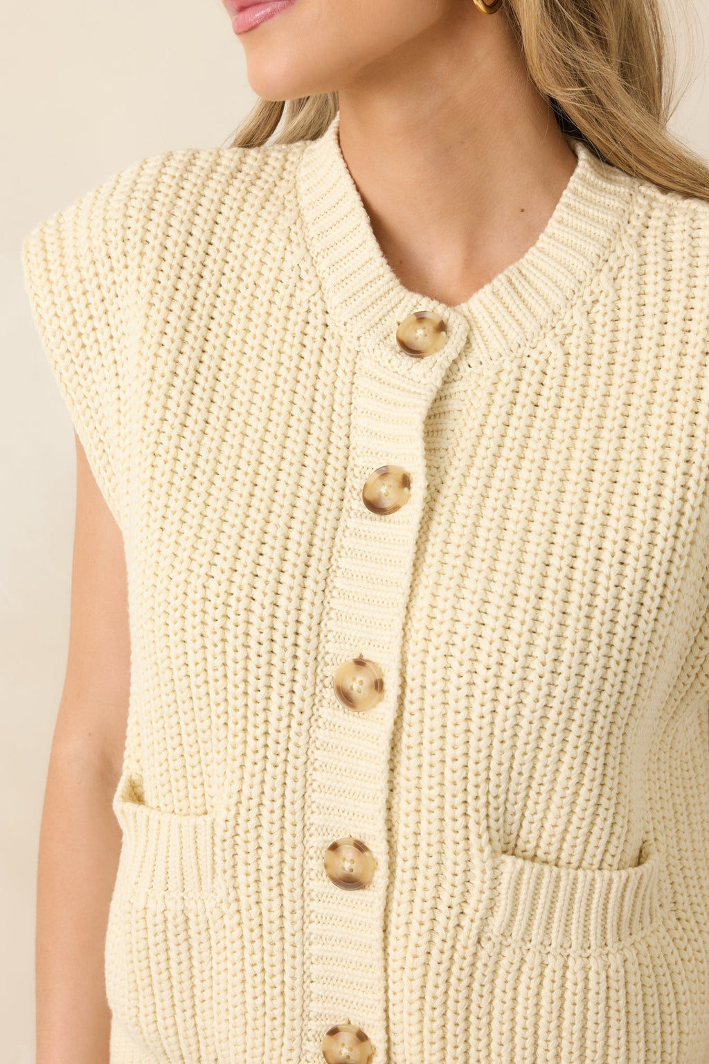 Women's FRNCH Natalie Ivory Cotton Knit Button Front Cardigan | 100% Organic Cotton 2
