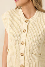 Women's FRNCH Natalie Ivory Cotton Knit Button Front Cardigan | 100% Organic Cotton 2
