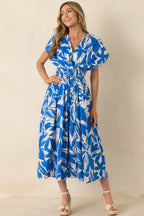 Women's Far From Here Blue & Ivory Floral Print Cotton Maxi Dress | 100% Cotton 3