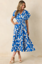 Women's Far From Here Blue & Ivory Floral Print Cotton Maxi Dress | 100% Cotton 4