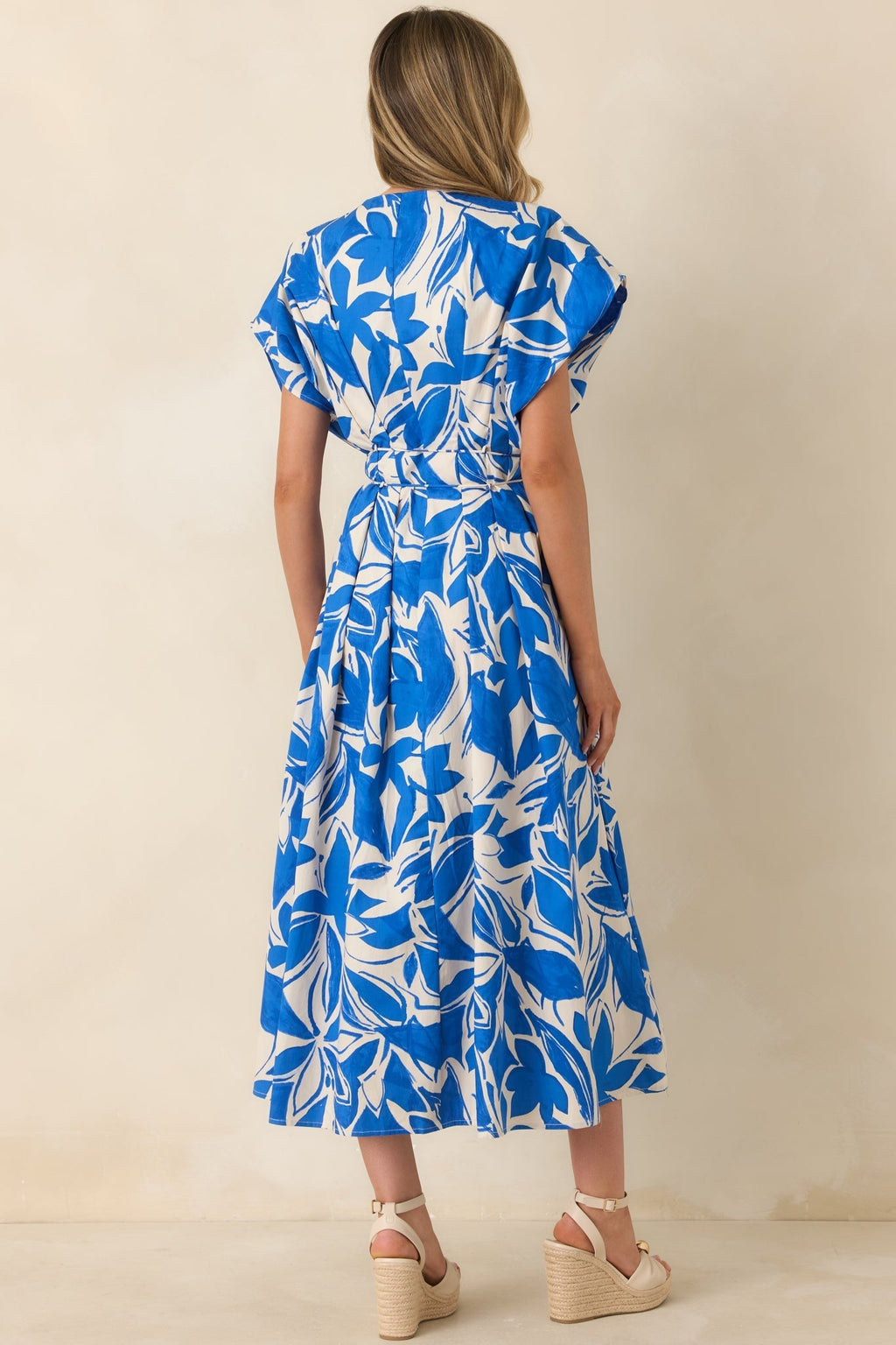 Women's Far From Here Blue & Ivory Floral Print Cotton Maxi Dress | 100% Cotton 6