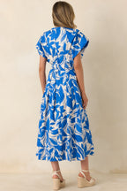 Women's Far From Here Blue & Ivory Floral Print Cotton Maxi Dress | 100% Cotton 6