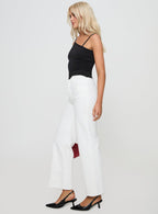 Women's Fawcett High Rise Straight Leg Jeans White | High-rise straight leg denim jeans 3