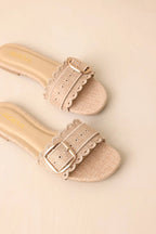 Women's Find Your Pace Natural Woven Embroidered Eyelet Flat Sandals | All Man Made Materials 2