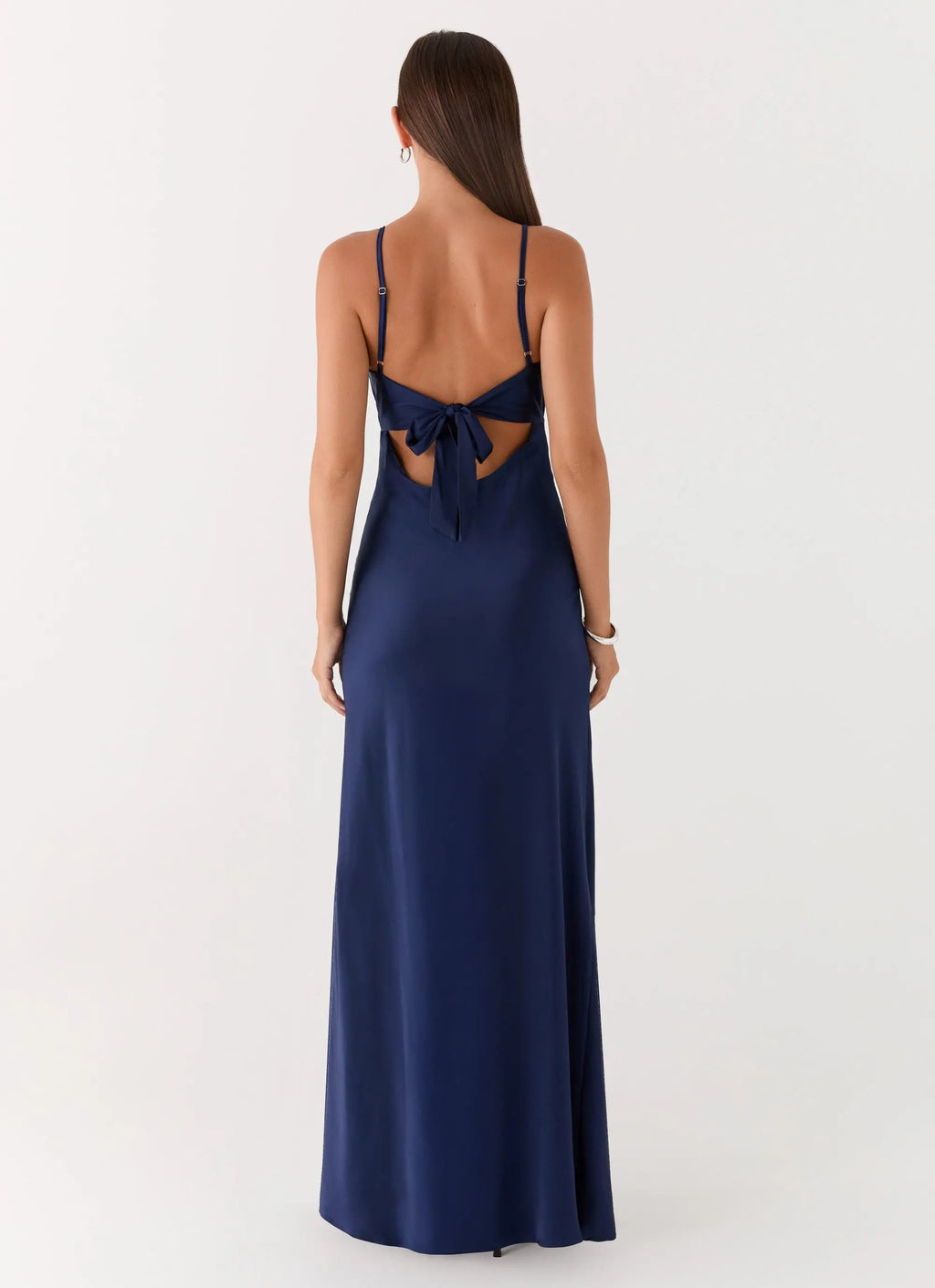 Women's Flora Collection | Satin Maxi Dress with V Neckline & Tie Detail | Elegant Evening Wear - Women's | V-neckline — 2