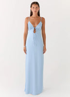 Flora Collection | Satin Maxi Dress with V Neckline & Tie Detail | Elegant Long Dress for Special Occasions - Women's 5