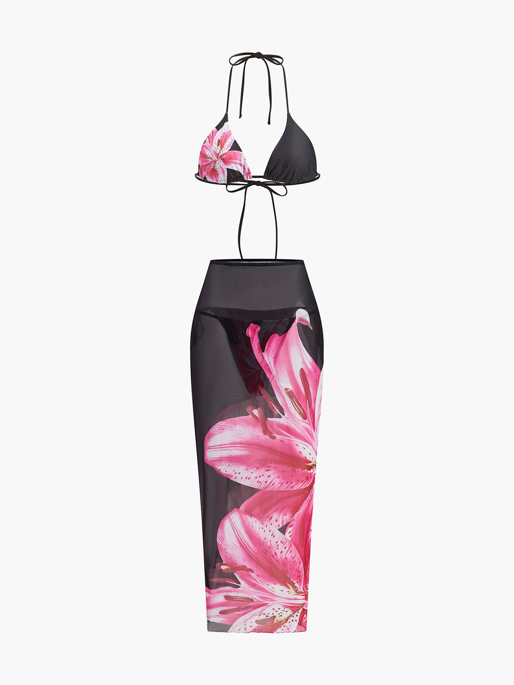 Floral High Waisted Bikini Set with Detachable Mesh Skirt | Stylish Comfort for Beach Days 3
