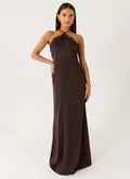 Women's Floral Maxi Dress with Halter Neck & Lace Trim | Flattering Long Dress for Effortless Style - Women's | Halter n 0