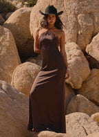 Women's Floral Maxi Dress with Halter Neck & Lace Trim | Flattering Long Dress for Effortless Style - Women's | Halter n 1
