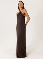 Women's Floral Maxi Dress with Halter Neck & Lace Trim | Flattering Long Dress for Effortless Style - Women's | Halter n 7