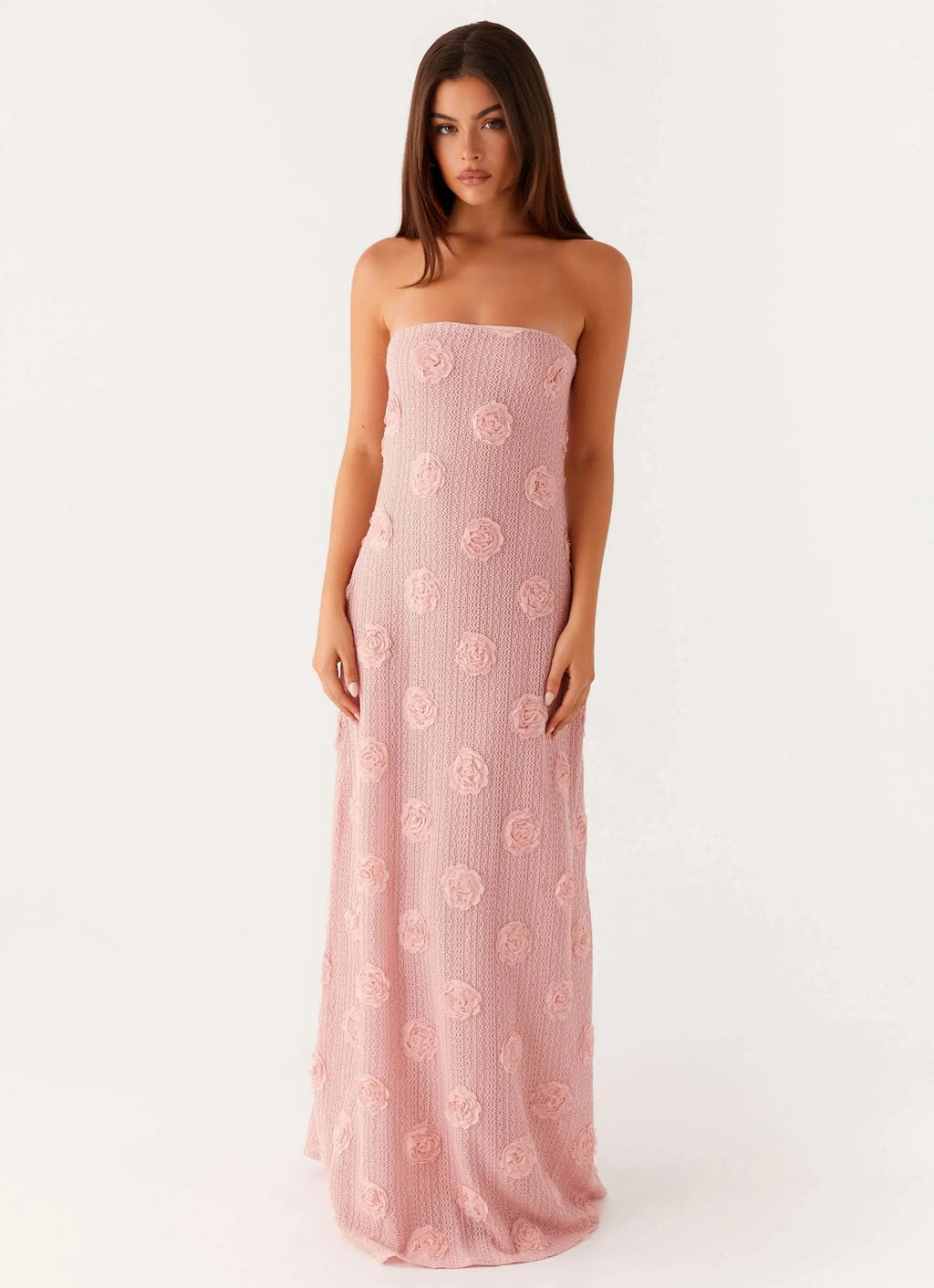 Women's Floral Maxi Dress with Strapless Design | Sophisticated Long Dress for Evening Events - Women's | Maxi length —  1