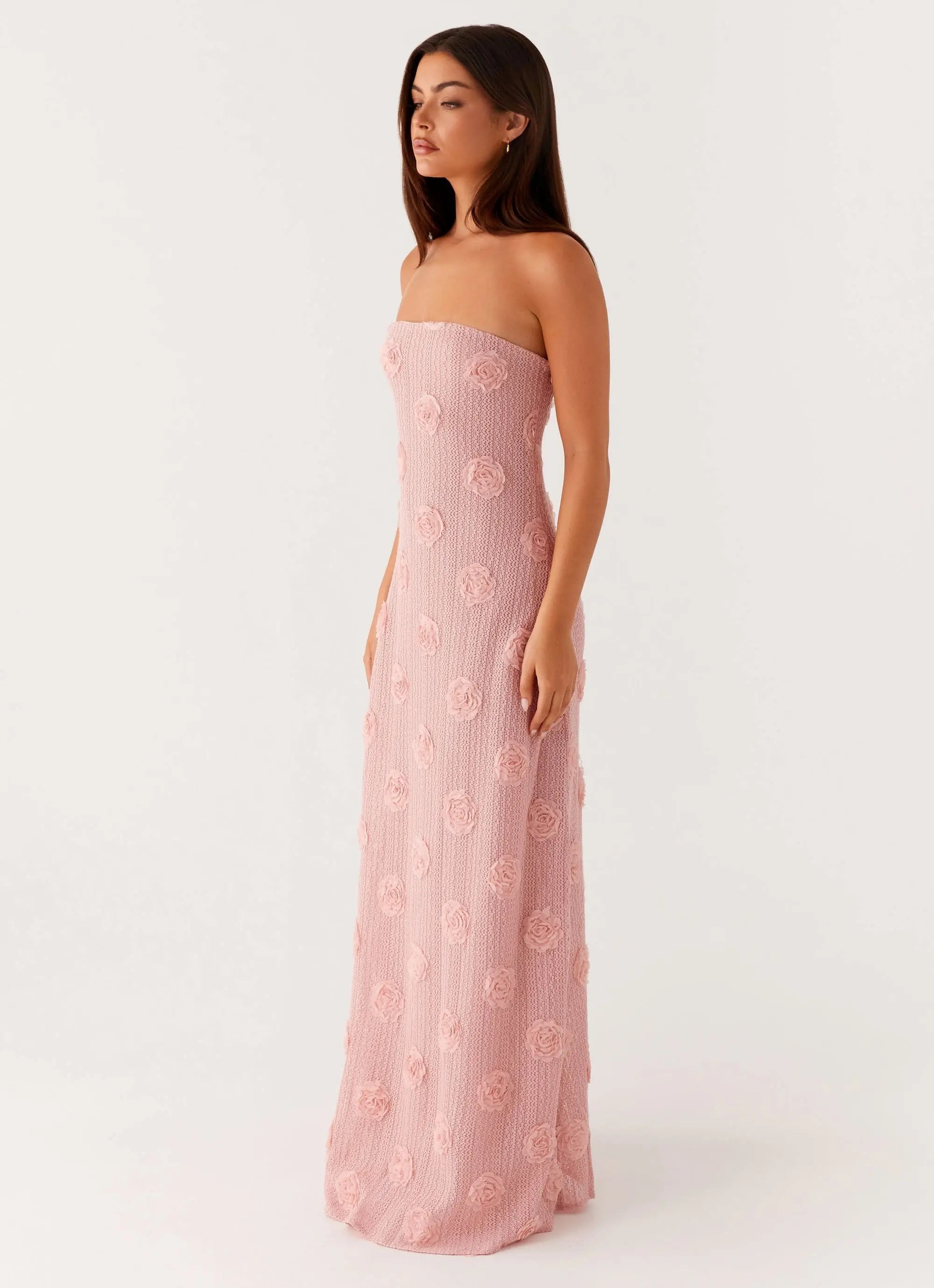 Women's Floral Maxi Dress with Strapless Design | Sophisticated Long Dress for Evening Events - Women's | Maxi length —  2