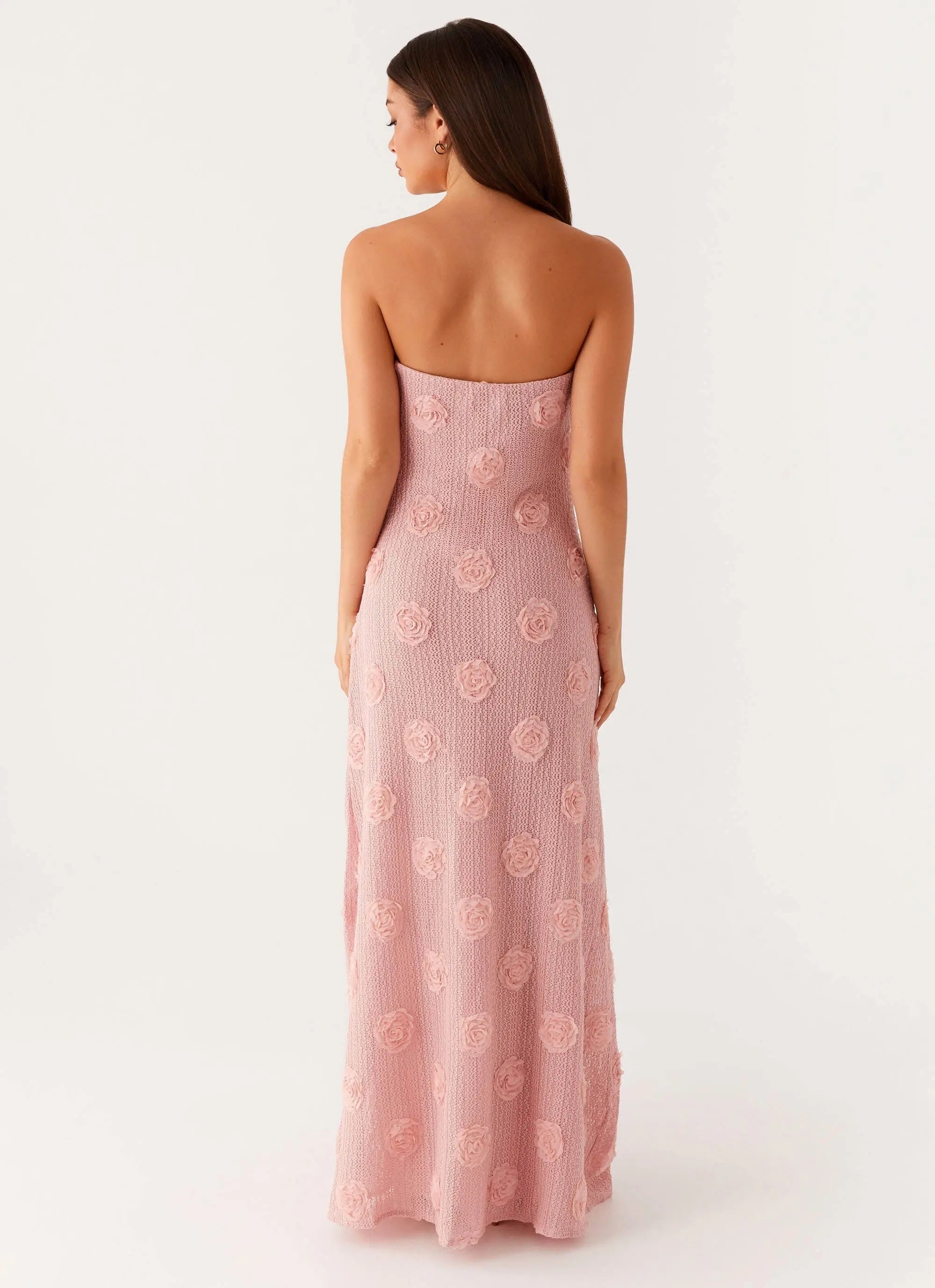 Women's Floral Maxi Dress with Strapless Design | Sophisticated Long Dress for Evening Events - Women's | Maxi length —  3