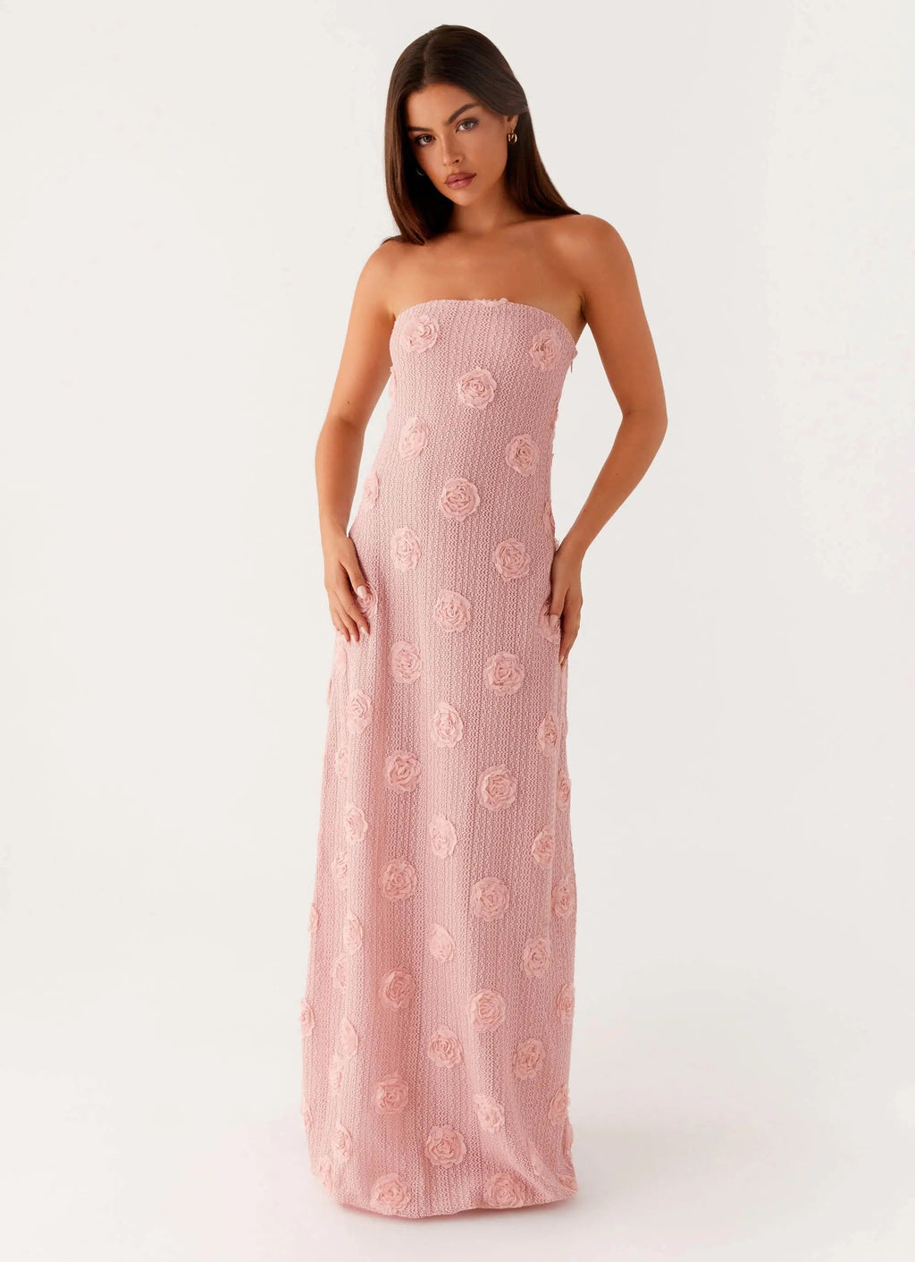 Women's Floral Maxi Dress with Strapless Design | Sophisticated Long Dress for Evening Events - Women's | Maxi length —  4