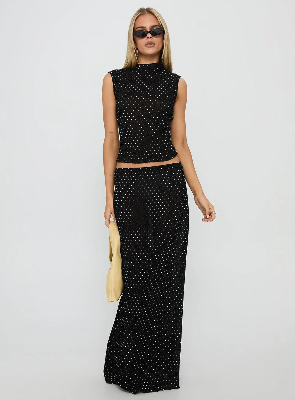 Women's Ford Maxi Skirt Onyx Polka Dot | Polka-dot Maxi skirt 1