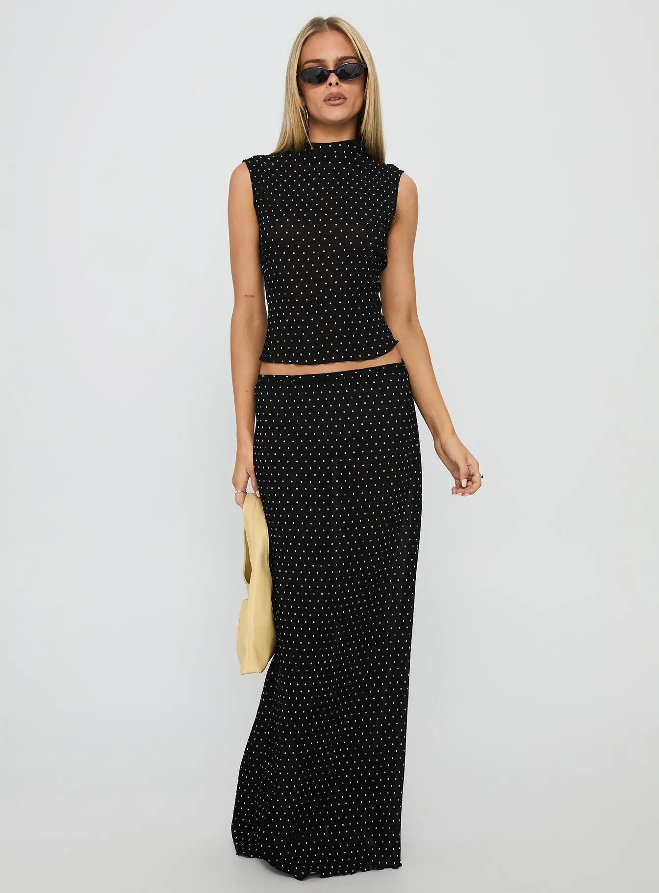 Women's Ford Maxi Skirt Onyx Polka Dot | Polka-dot Maxi skirt 1