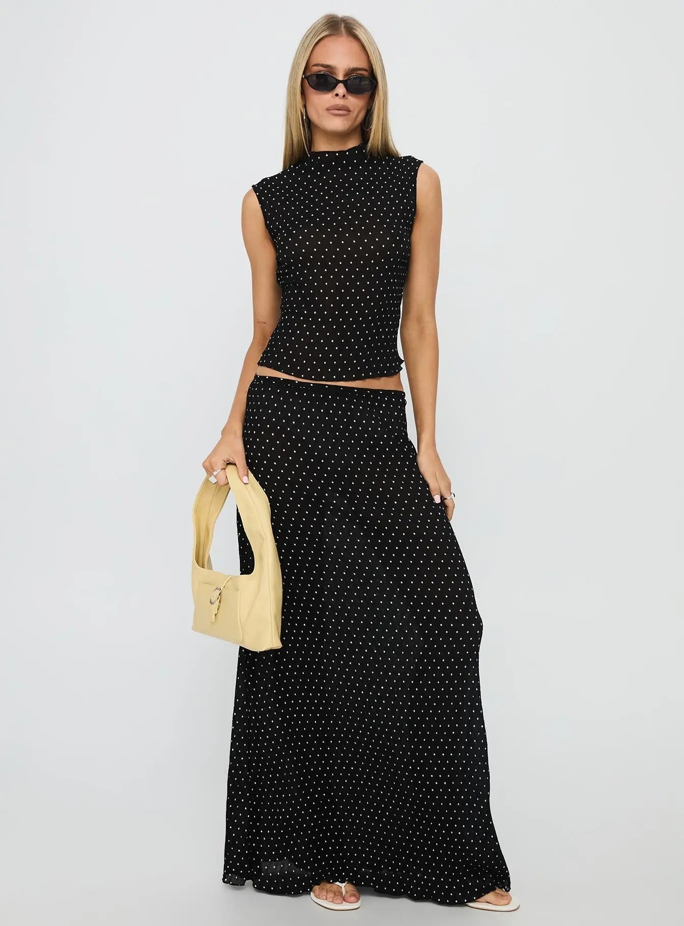 Women's Ford Maxi Skirt Onyx Polka Dot | Polka-dot Maxi skirt 2