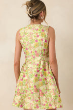 Women's Fresh Picked Feelings Yellow Multi Floral Button Front Sleeveless Mini Dress | 85% Polyester & 15% Nylon 7