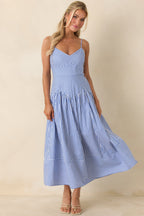 Women's From All Angles Blue & White Stripe Cotton Midi Dress | 100% Cotton 2