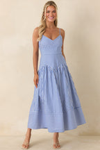 Women's From All Angles Blue & White Stripe Cotton Midi Dress | 100% Cotton 5