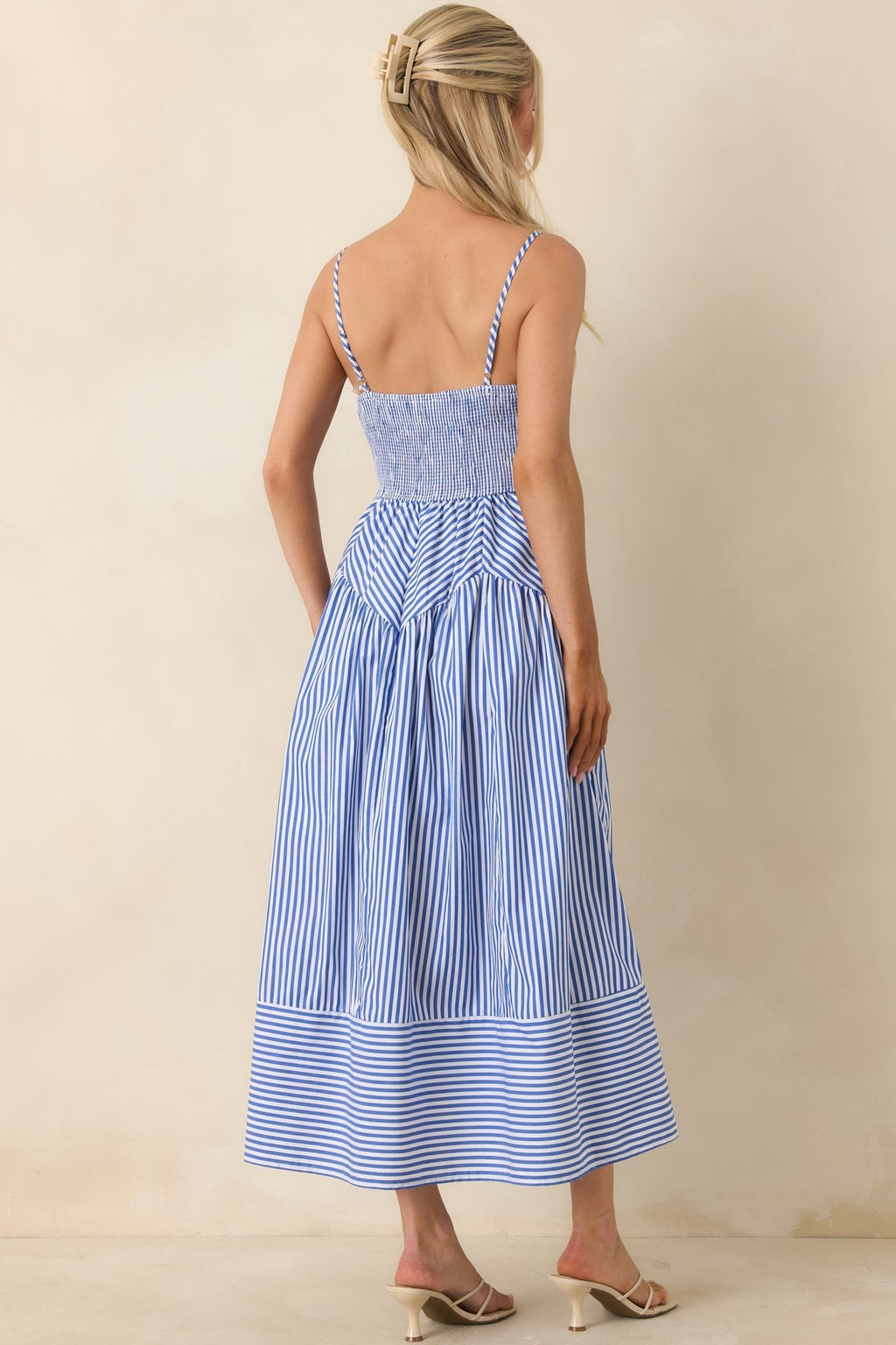 Women's From All Angles Blue & White Stripe Cotton Midi Dress | 100% Cotton 6