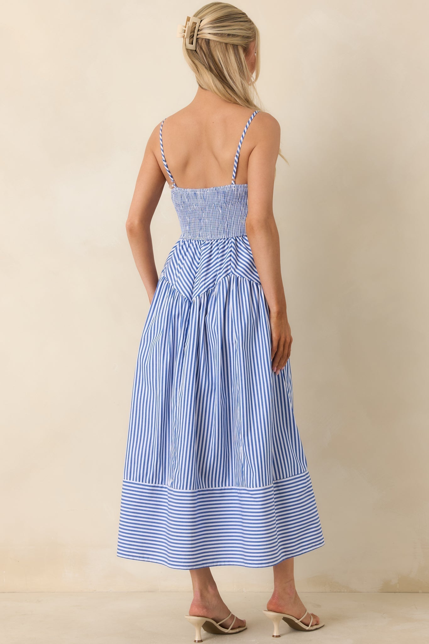 Women's From All Angles Blue & White Stripe Cotton Midi Dress | 100% Cotton 6