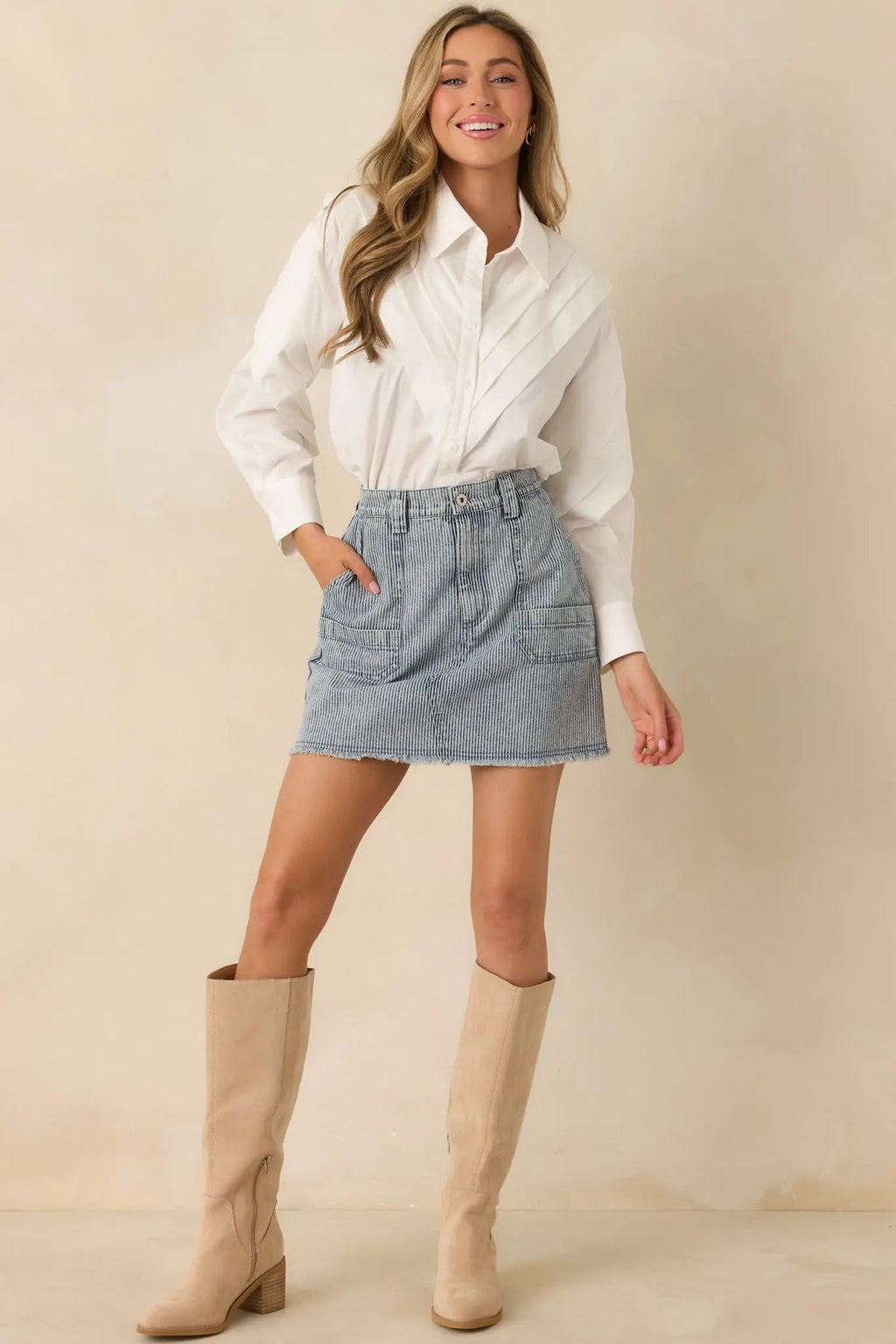 Women's From Every Angle White Cotton Pleated Shoulder Button-Up Blouse | 100% Cotton 0