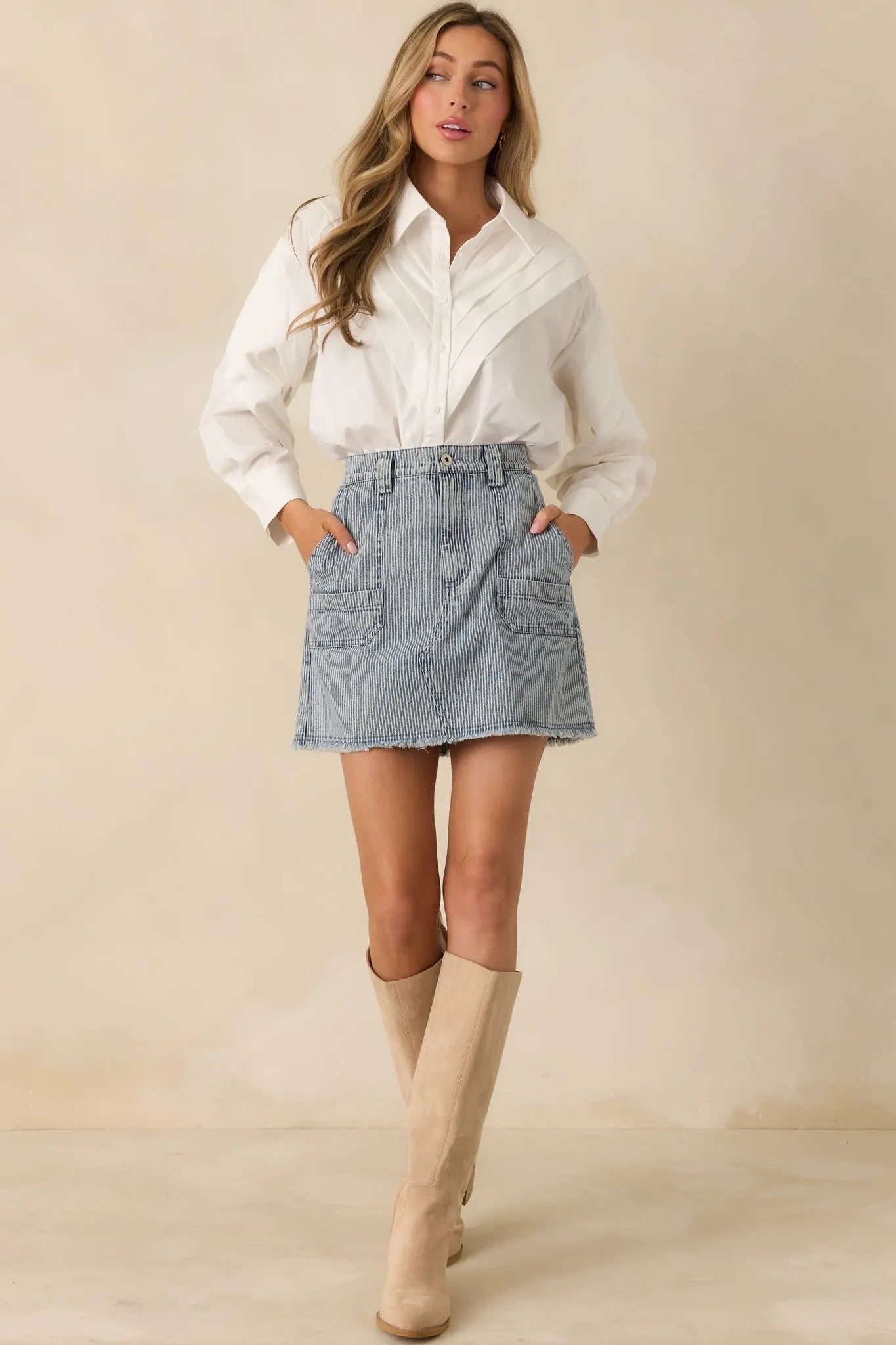 Women's From Every Angle White Cotton Pleated Shoulder Button-Up Blouse | 100% Cotton 6