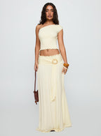 Women's Full Orbit Shirred Maxi Skirt Cream | Shirred buckle maxi skirt 2