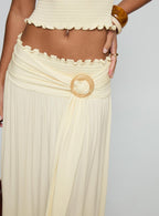 Women's Full Orbit Shirred Maxi Skirt Cream | Shirred buckle maxi skirt 5