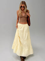 Women's Garden Party Maxi Skirt Lemon | Pleated Maxi skirt 0