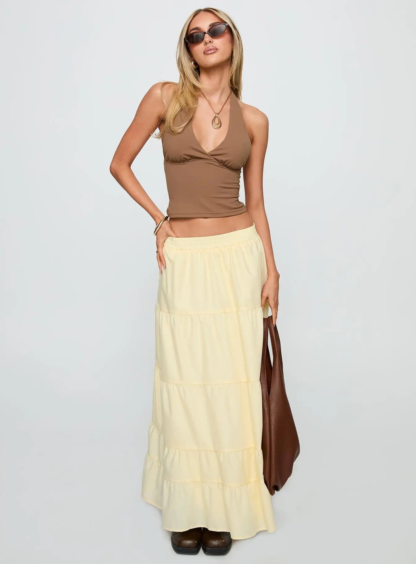 Women's Garden Party Maxi Skirt Lemon | Pleated Maxi skirt 2
