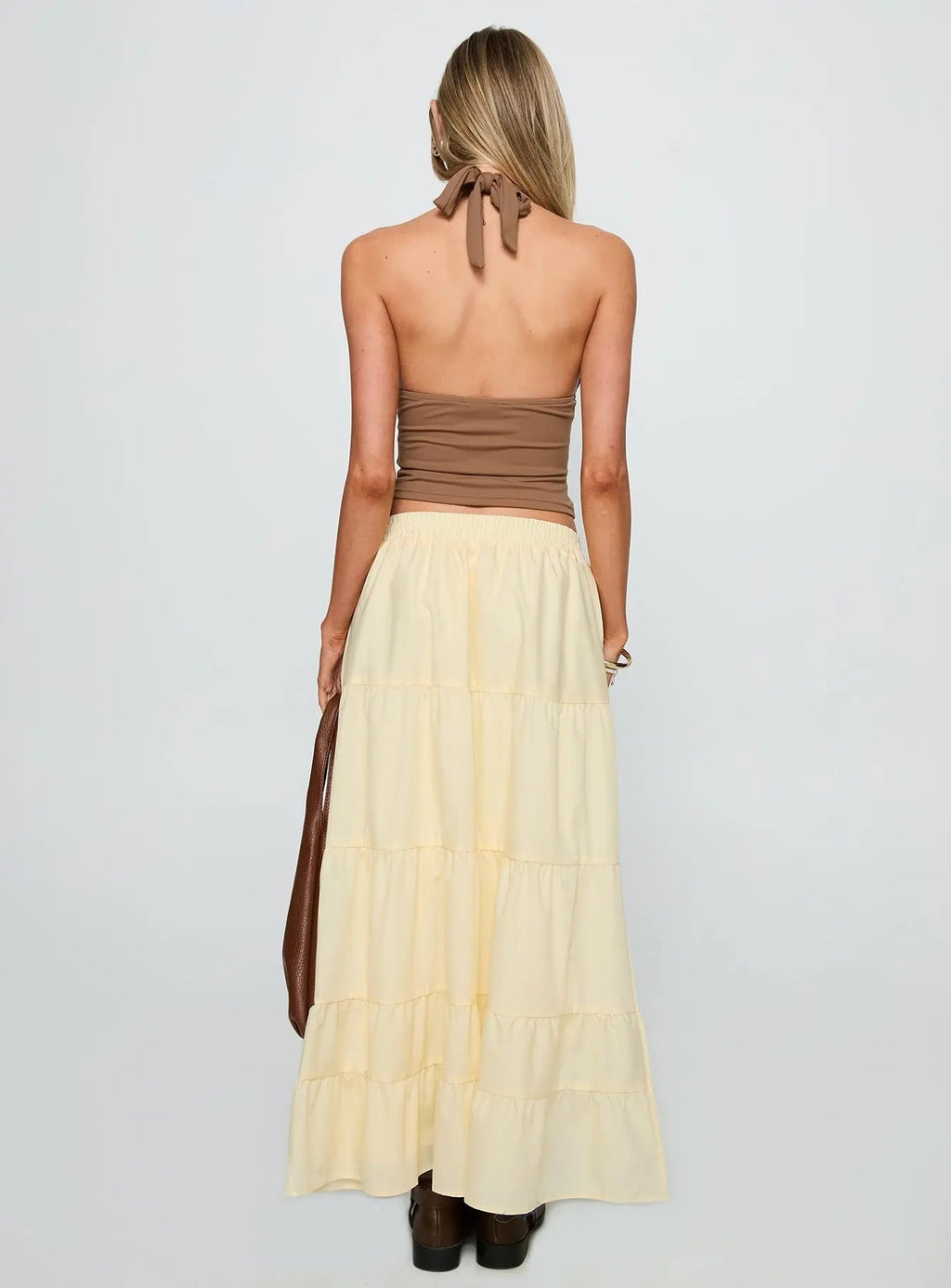 Women's Garden Party Maxi Skirt Lemon | Pleated Maxi skirt 4