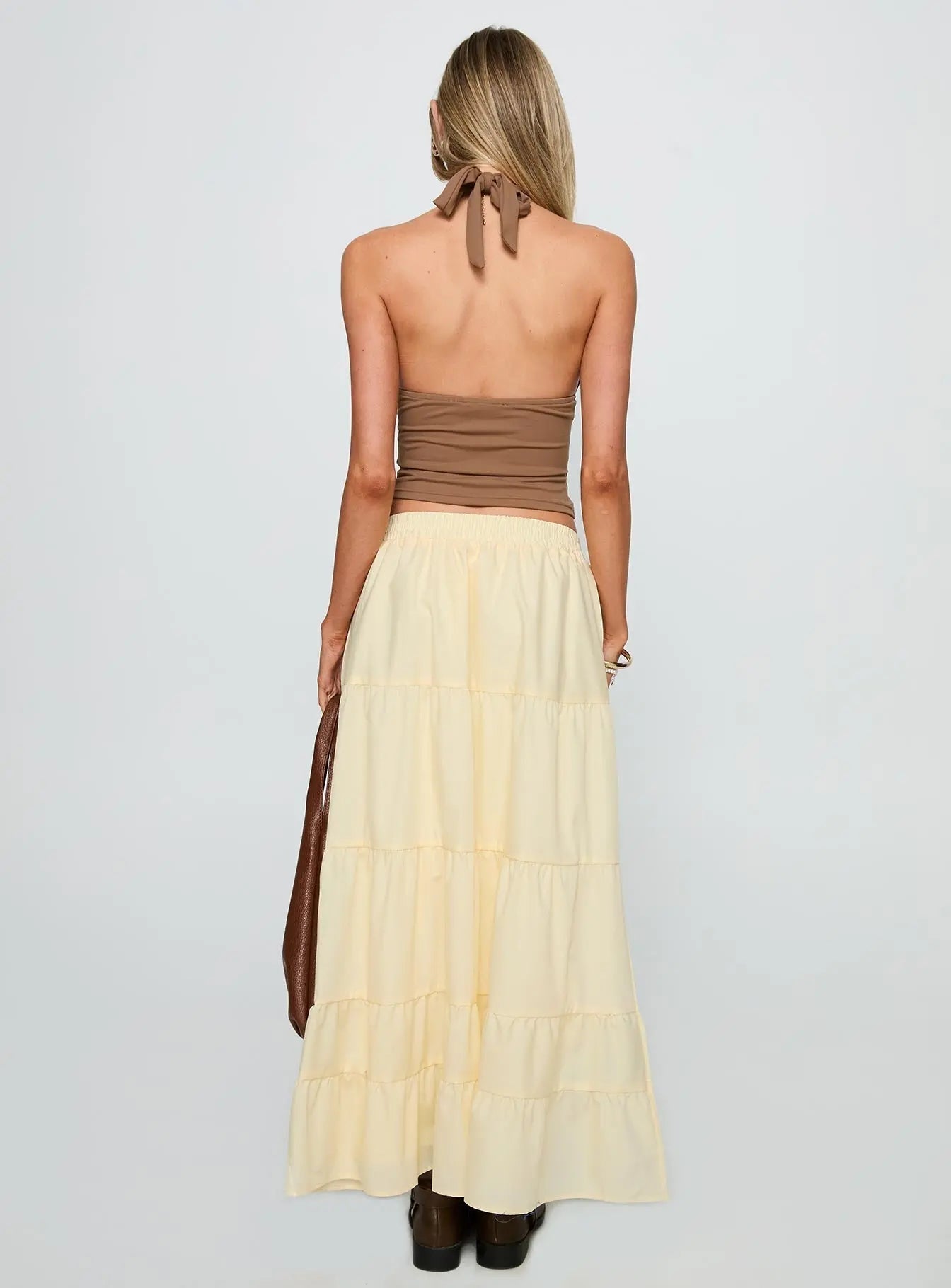 Women's Garden Party Maxi Skirt Lemon | Pleated Maxi skirt 4