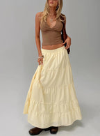 Women's Garden Party Maxi Skirt Lemon | Pleated Maxi skirt 7