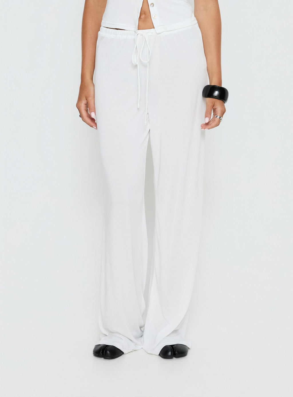 Women's Gavrielle Jersey Wide Leg Pants White | Wide-leg pants in mid-rise fit 1