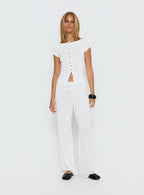Women's Gavrielle Jersey Wide Leg Pants White | Wide-leg pants in mid-rise fit 2
