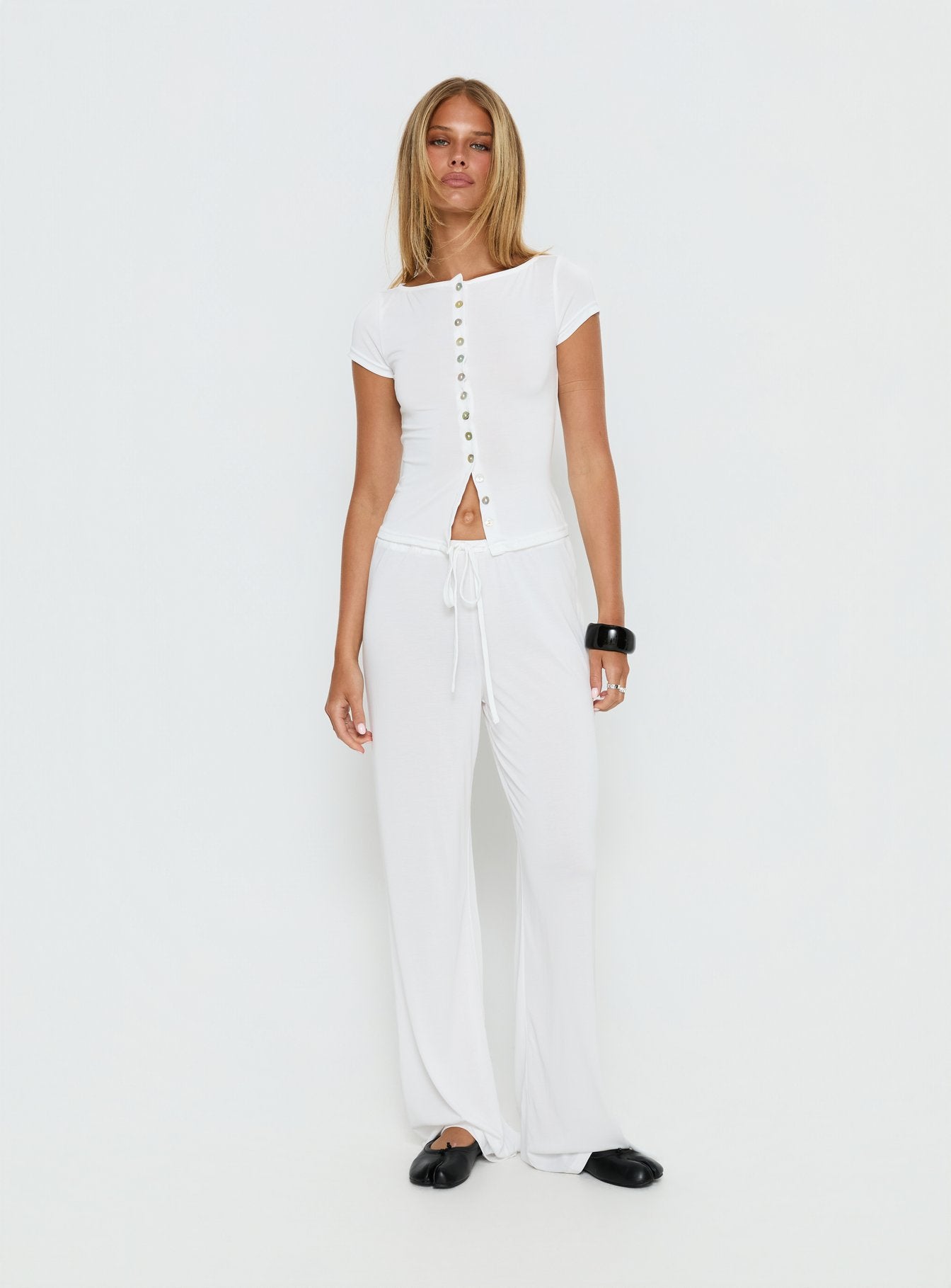 Women's Gavrielle Jersey Wide Leg Pants White | Wide-leg pants in mid-rise fit 2