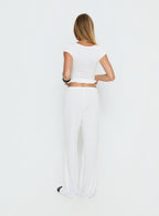 Women's Gavrielle Jersey Wide Leg Pants White | Wide-leg pants in mid-rise fit 4