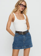 Women's Gazelle Denim Skort Mid Wash | Mid-rise denim Skort 1