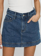 Women's Gazelle Denim Skort Mid Wash | Mid-rise denim Skort 5