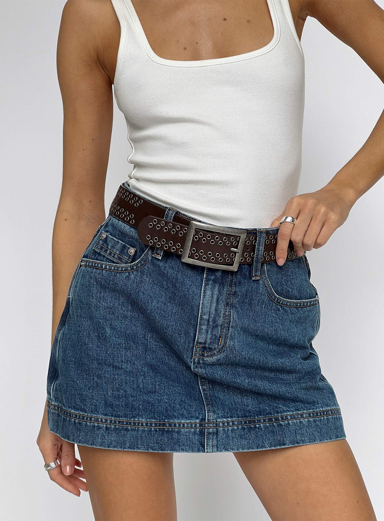 Women's Gazelle Denim Skort Mid Wash Petite | Princess Polly Petite 0