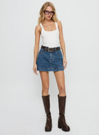 Women's Gazelle Denim Skort Mid Wash Petite | Princess Polly Petite 2