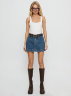 Women's Gazelle Denim Skort Mid Wash Tall | Princess Polly Tall 6