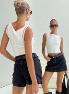 Women's Gazelle Denim Skort Washed Black | Mid-rise denim skort 0