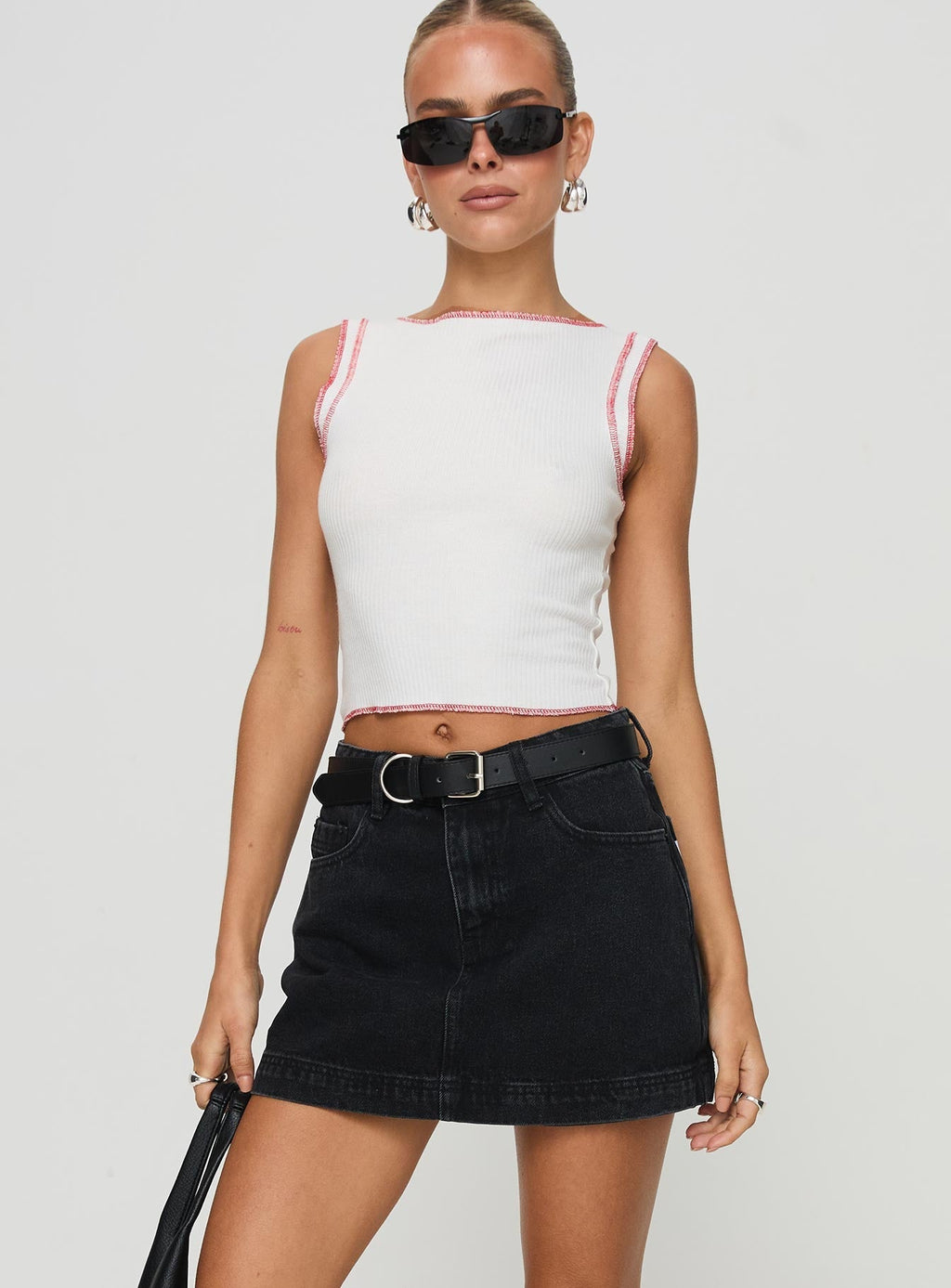 Women's Gazelle Denim Skort Washed Black | Mid-rise denim skort 1
