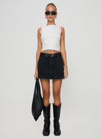 Women's Gazelle Denim Skort Washed Black | Mid-rise denim skort 6