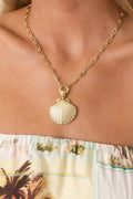 Women's Golden Tide Gold Shell Pendant Necklace | This Necklace Measures: 21.75” Unclasped 0