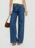 Women's Goldie High Rise Wide Leg Jeans Mid Blue Wash | Denim jeans with a wide-leg cut & high-rise fit 0