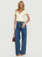 Women's Goldie High Rise Wide Leg Jeans Mid Blue Wash | Denim jeans with a wide-leg cut & high-rise fit 1